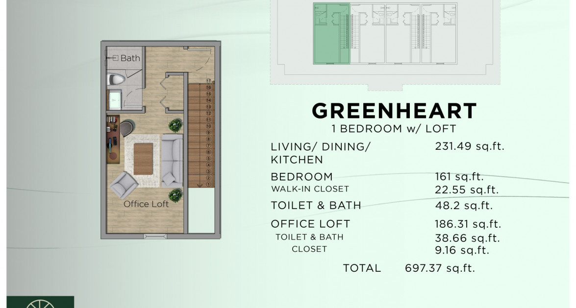The Woodlands - 1 Bed w/ Loft (Greenheart Unit 3) - Image 5